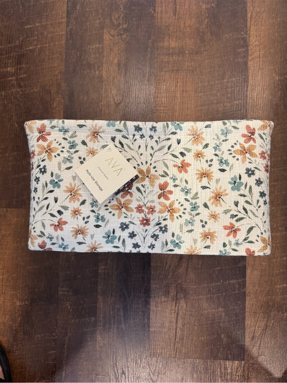 AVA Floral Linen Clutch - Cream, Rust & Teal